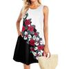 Summer Dresses For Women Beach Boho Sleeveless Vintage Printing Flowy Pocket Tshirt Tank Sundresses