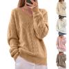Women's Fashion V-Neck Solid Color Knit Sweater Top Pullover Casual Sweater