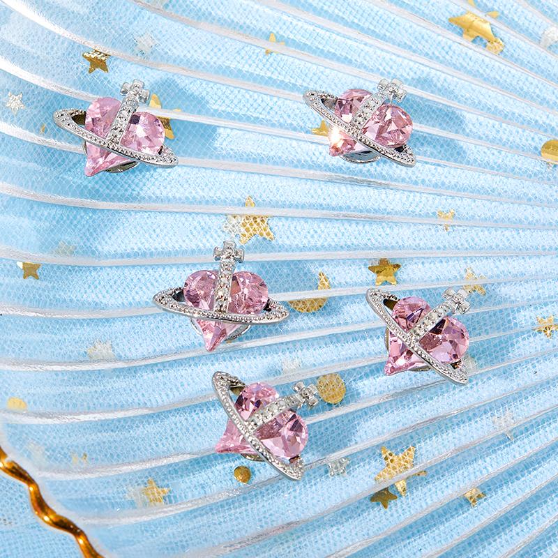 5 шт., кривое наклонное сердце, спутниковое ювелирное изделие из сплава, украшения для дизайна ногтей, аксессуары для ногтей, подвески, принадлежности