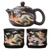 Teapot Chinese Dragon Phoenix Auspicious Zisha Clay Gongfu Tea Kettle for Loose Tea Hand-made Tea Pots with Unique Color-changing Effect Tea