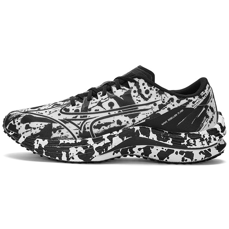 Mizuno Wave Rebellion Flash White Black Splatter Unisex Sneakers J1GC233604