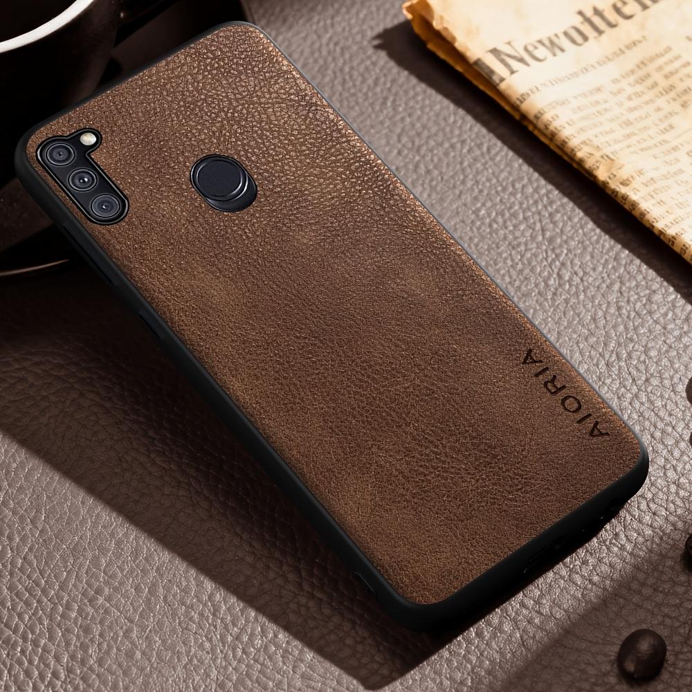 Phone Case: Luxury Case for Samsung Galaxy A71 A51 A11 5G Retro Fashion Natural Texture Solid Color Anti-fingerprints Synthetic Leather Precise