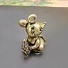 Винтажная латунная подвеска в виде крысы, зодиакальная подвеска-брелок, животная подвеска для рюкзака