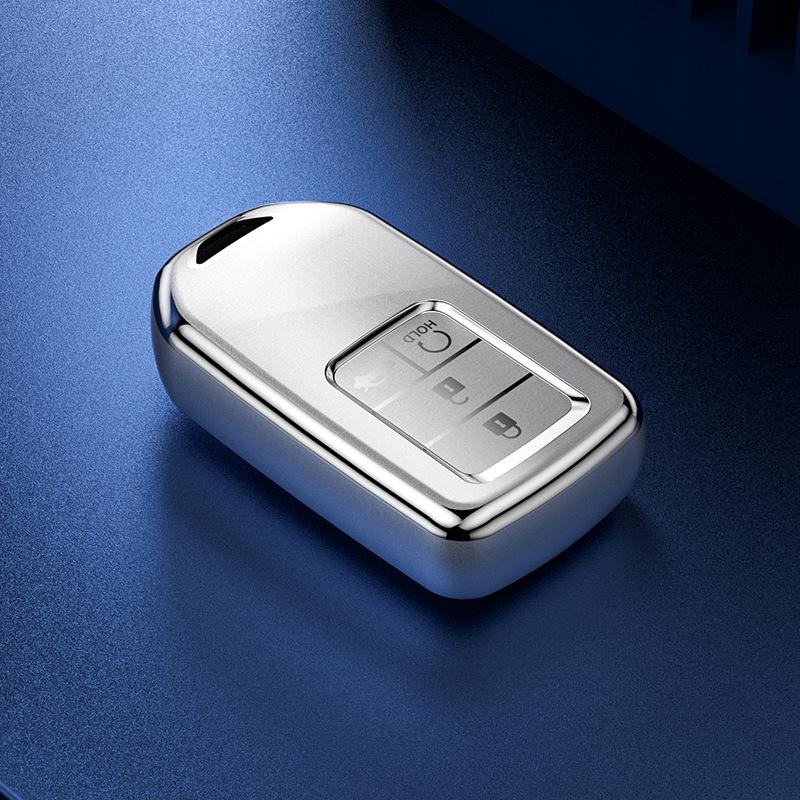 Quicksand Silver 4-Button Key Cover for Honda Accord, Civic, INSPIRE, Lingpai, Haoying, and Guandao with Buckles