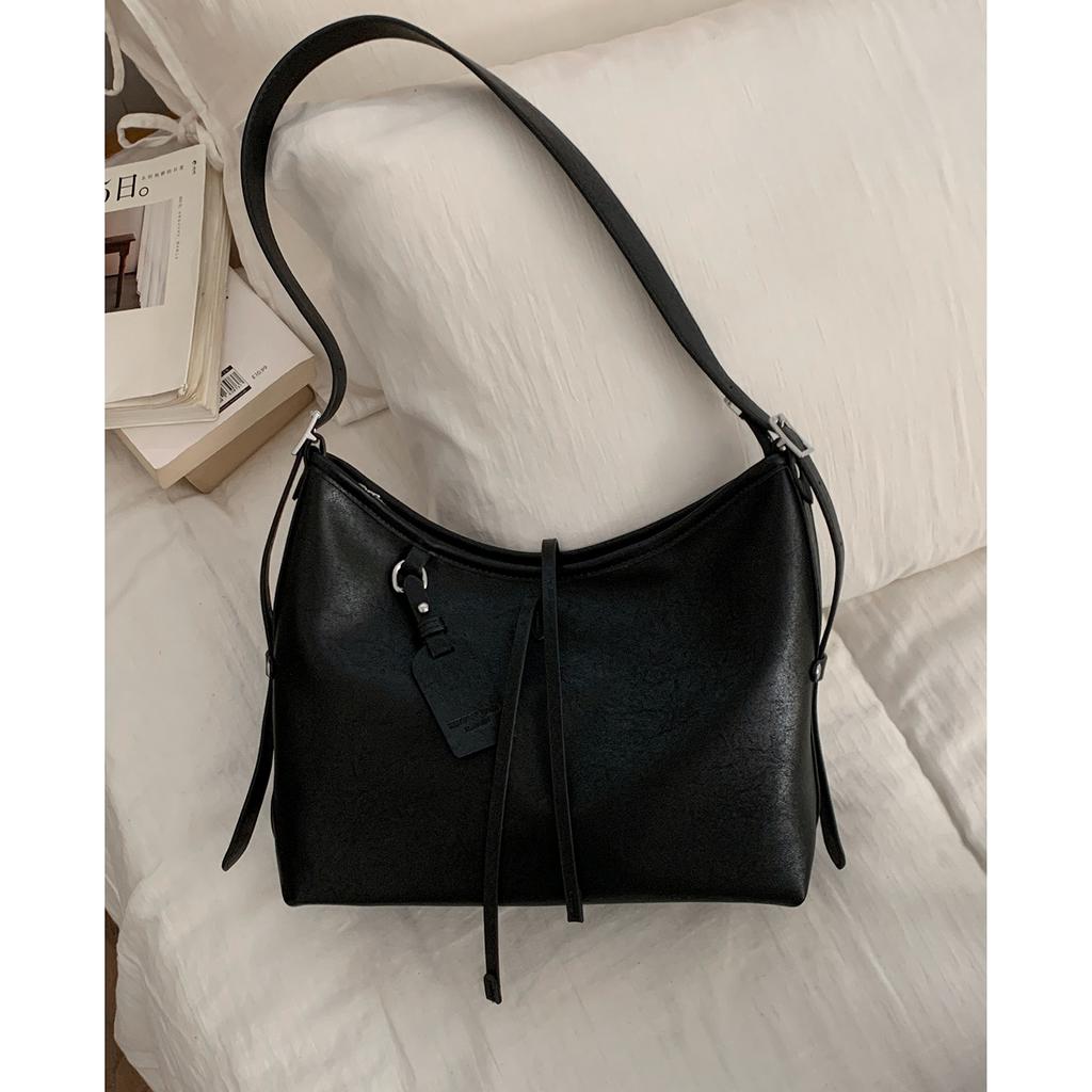 Ретро сумка-багет премиум-класса женская 2025 новая простая сумка-ведро универсальная на плечо/кроссбоди цельная доставка