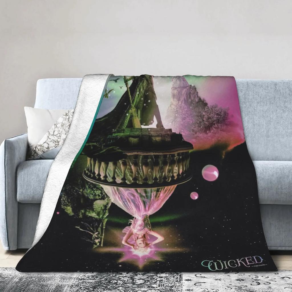 Wicked Elphaba Soft Plush Throw Blanket for Kids and Adults Flannel Couch Bed Sofa Cover with Graphic Design