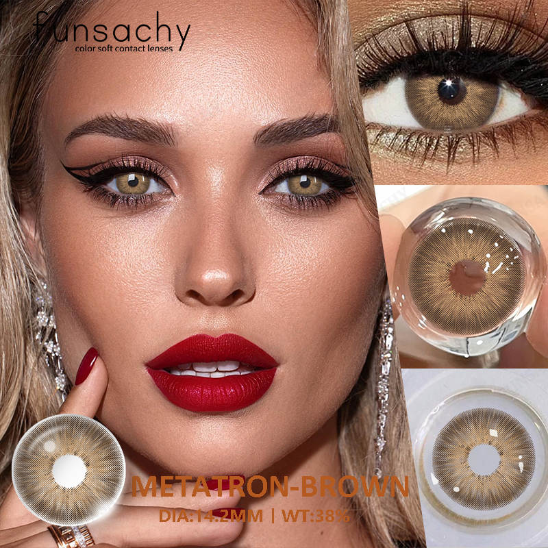 FUNSACHY 1 Pair Grey Colored Contact Lenses Natural Color Brown Lenses for Eyes Blue Cosmetics Pupil Eye Makeup Lens Yearly Use