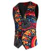 Fashionable Personalized New Men's Casual Slim Retro Printed Suit Vest Button Splicing Cardigan