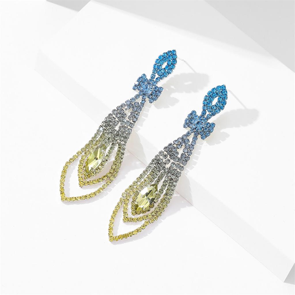 Temperament Luxury Full Diamond Tassel Long Earrings Female High-Class Feeling Rhinestone Earrings Female Earrings 1 Pair