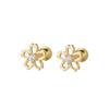 925 Sterling Silver Korean Inlaid Zircon Flower Fashion Stud Earrings for Women  Mini Jewelry Accessories