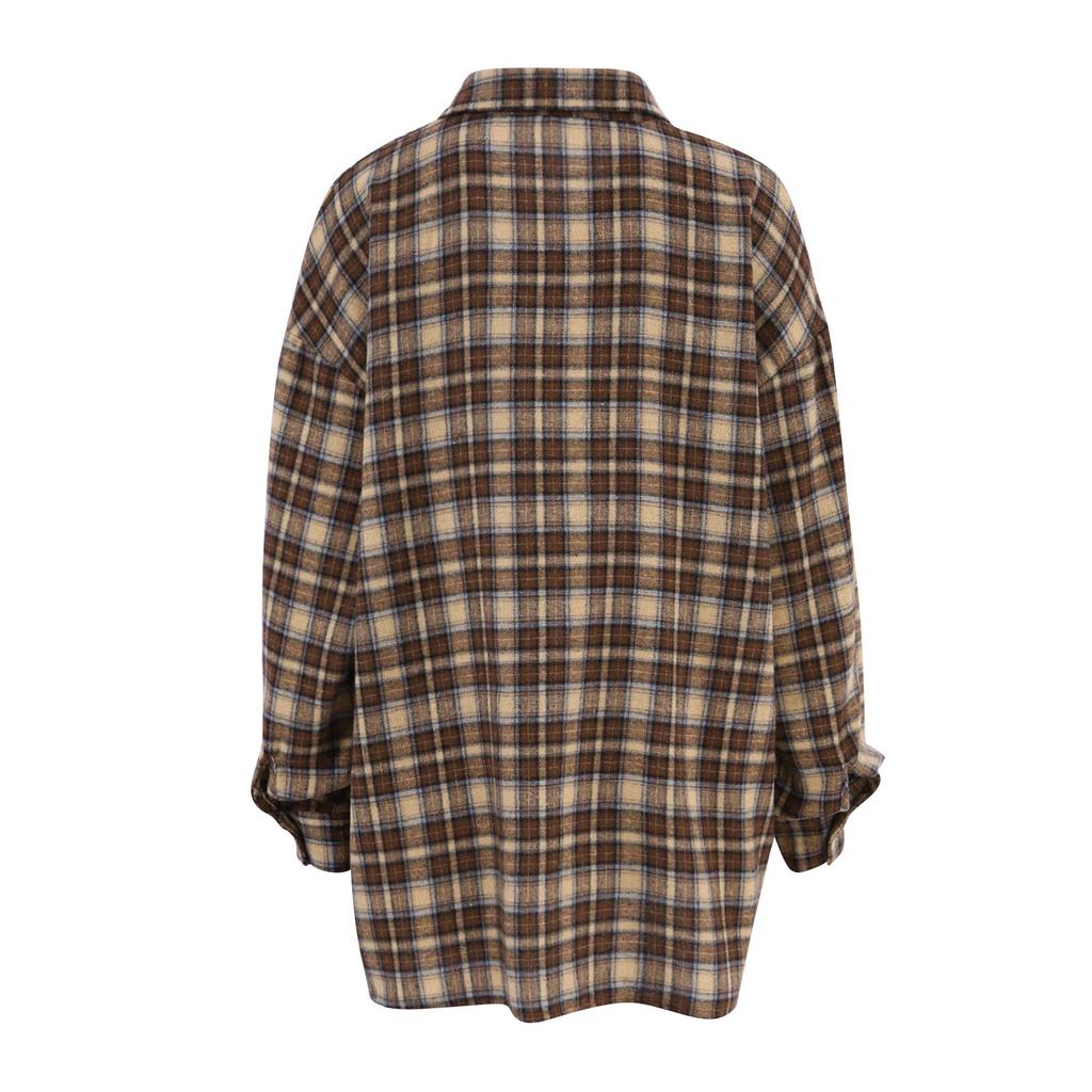 Модная женская свободная рубашка в клетку в стиле ретро