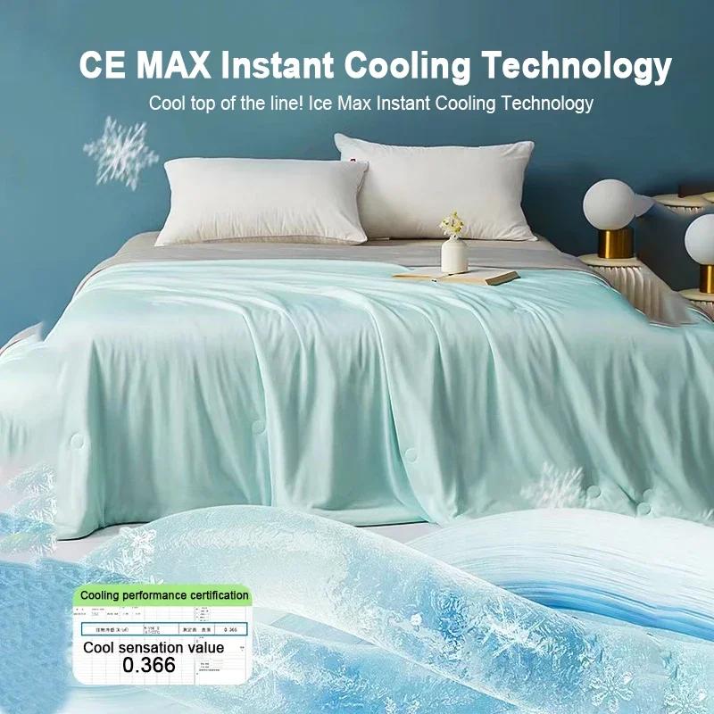 Ice Silk Summer Air Conditioning Cooling Quilt Comforter Lightweight Blankets Skin-friendly Breathable Water Washable Fabric