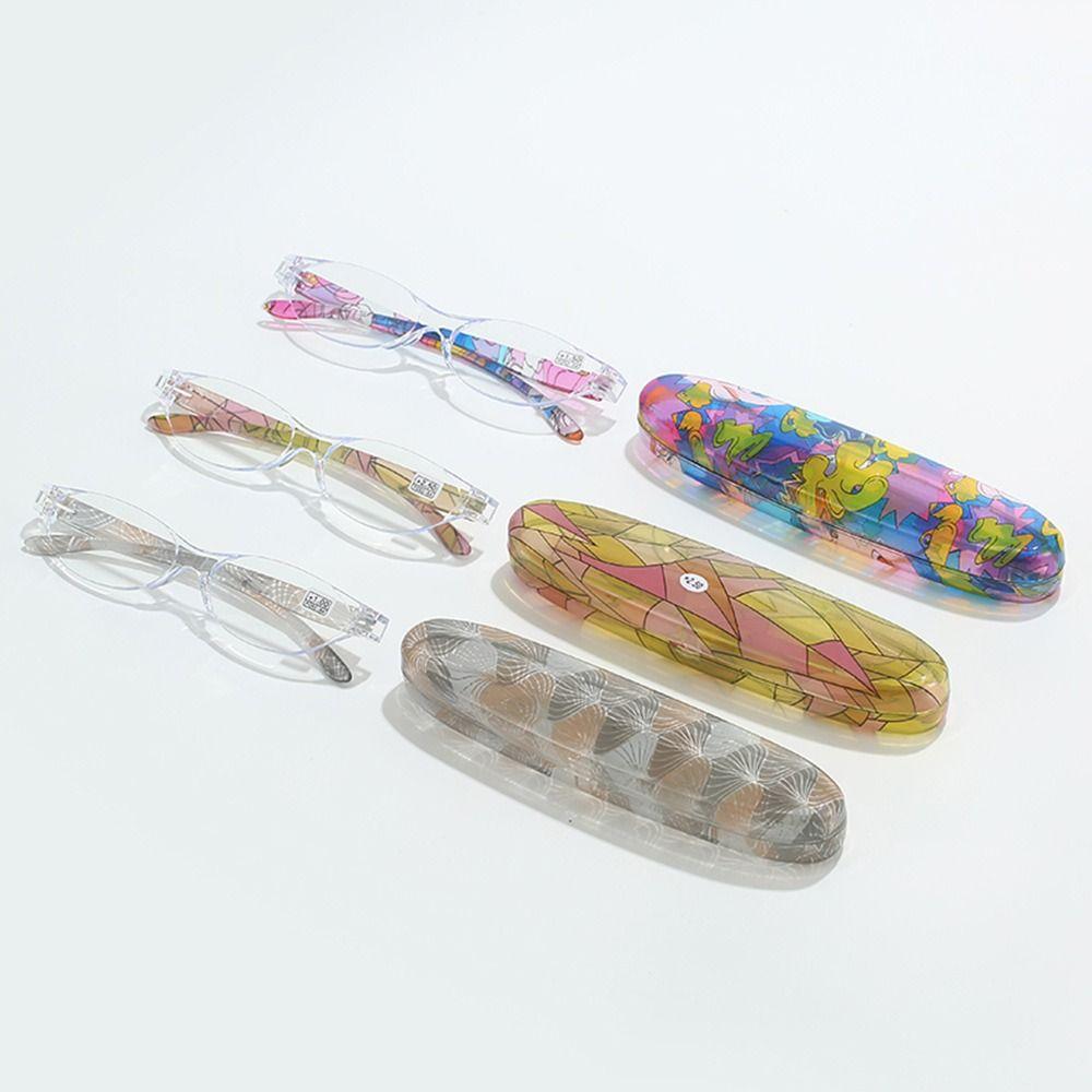 Очки с пружинными шарнирами, очки для чтения с защитой от синего света, очки для чтения с цветочным принтом и маленьким овальным футляром