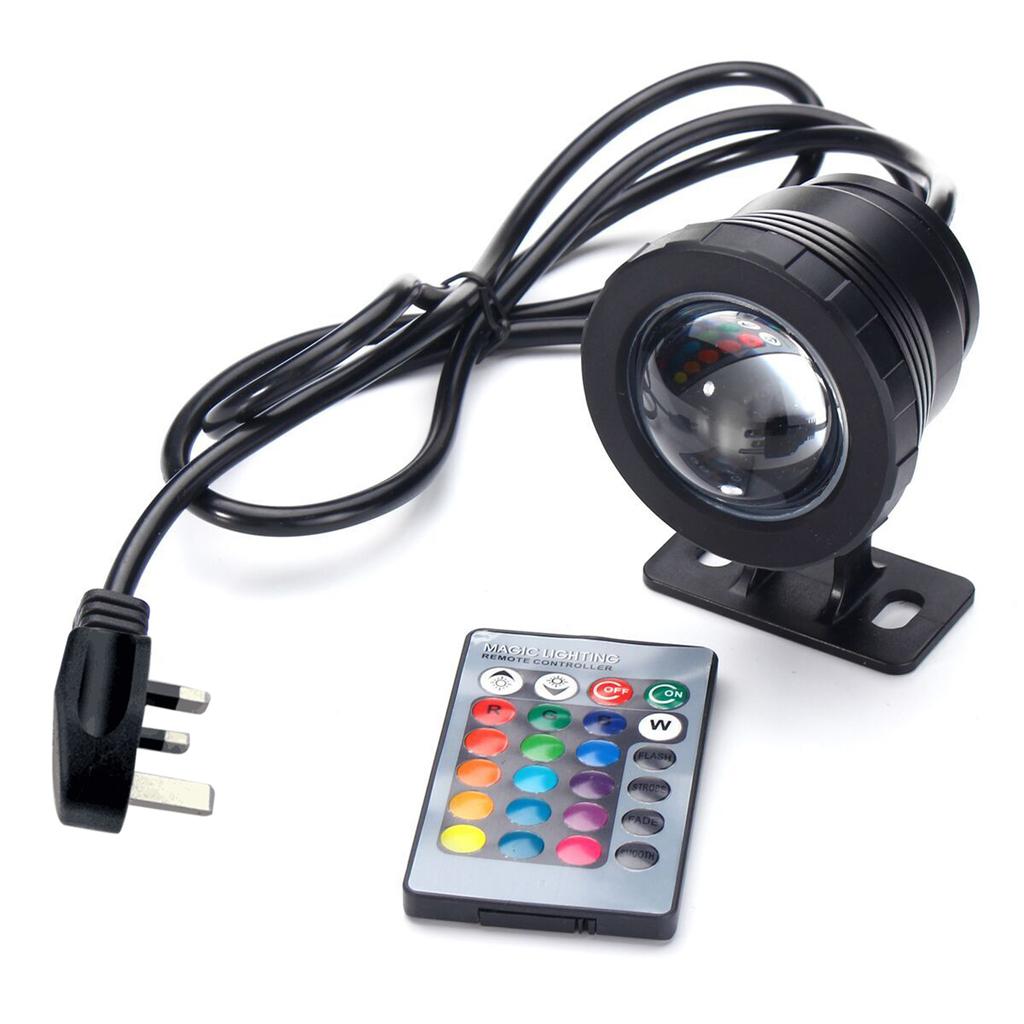 AC85-265V 10W RGB светодиодный подводный светильник с дистанционным управлением, 16 цветов, меняющийся