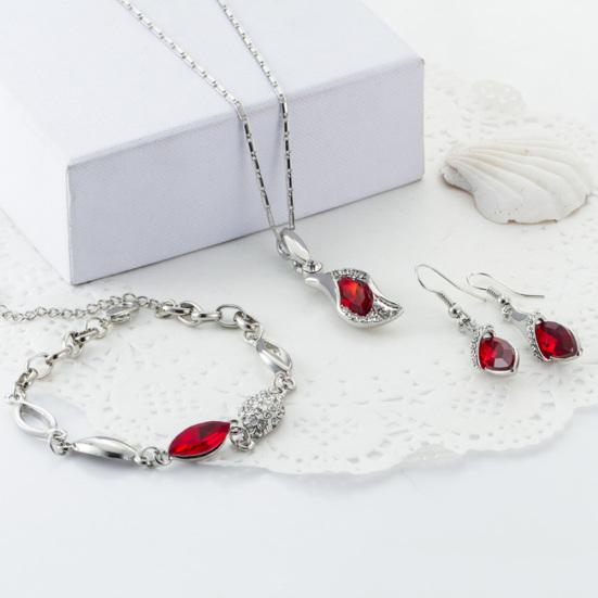 Женщины Rhinestone Геометрический кулон Ожерелье Браслет Крюк Серьги Комплект ювелирных изделий