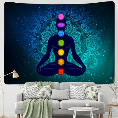 Индийская статуя Будды, медитация, 7 чакр, гобелен, настенный гобелен с мандалой, настенная ткань, психоделический ковер для йоги, декор в стиле бохо