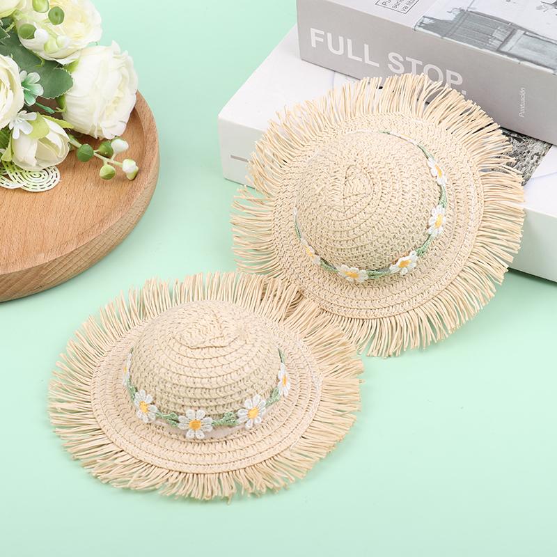 Dollhouse Handmade Daisy Hat Sun Cap For 1/6 Doll Accessories Doll Cute Hat With Bow Decoration Doll Hat Children'S Toy Gift
