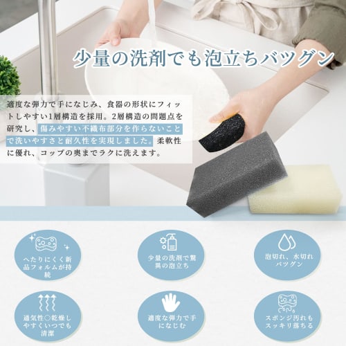 KASUTA Kitchen Sponge [New for 2024] Dishwashing Sponge, Amazing Water Drainage, Foaming, Durable and Long-Lasting, Kitchen Utensil, Cleaning Brush, K