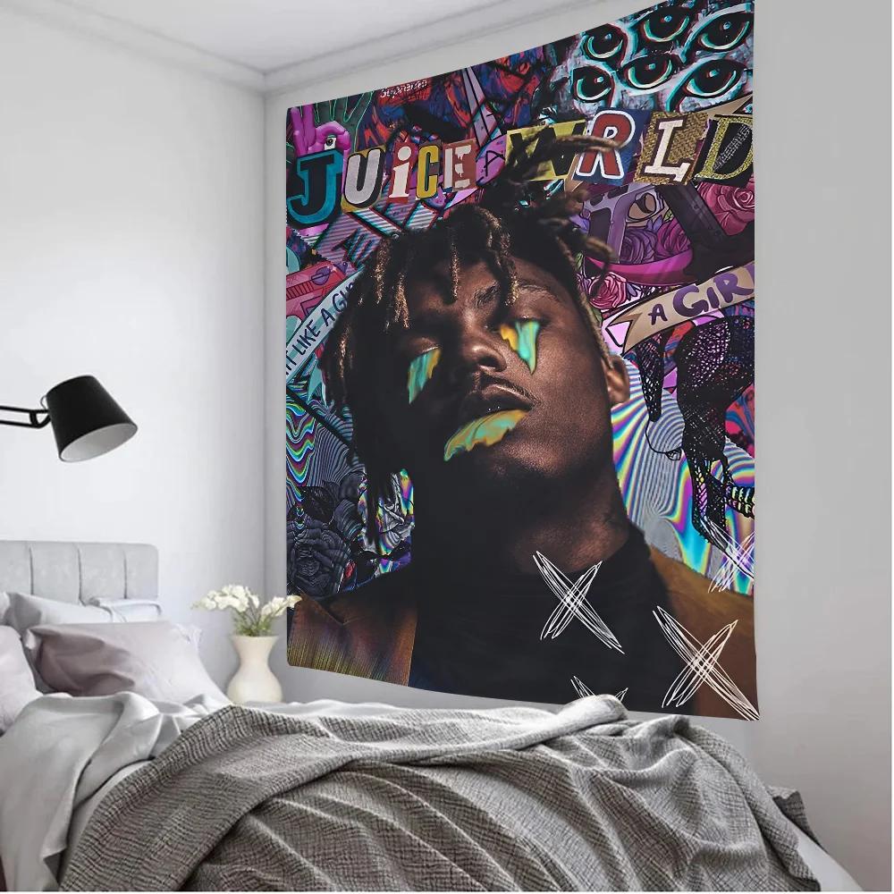 1 шт. Гобелен Juice Wrld с принтом, большой настенный гобелен, искусство, научно-фантастическая комната, домашний декор, декоративное одеяло
