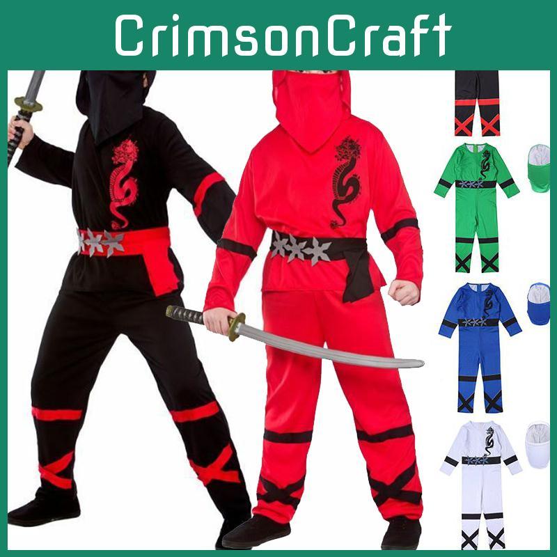 Костюм Ниндзя Сила для мальчиков Боевые искусства Японский Самурай Воин Платье Маскарадный