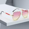 New In Sunglasses For Women Fashionable Gradient Lenses Golden Borders Red Temple Glass Minimalist Design Exudes Modernity