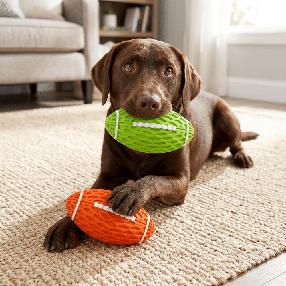 Rubber Squeaky Rugby Ball Oval Rugby Shape Pet Training Toy Dog Chew Toy Dog Training Game