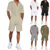 Summer Men's Short-sleeved Shorts Suit Linen Thin Section Lapel Loose Solid Colour Men's Two-piece Suit