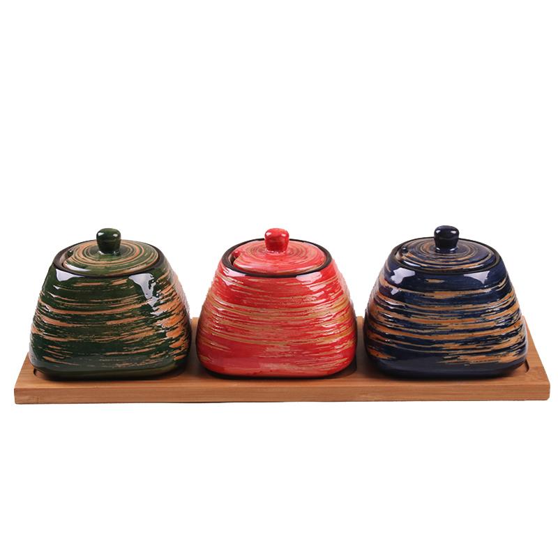 Керамические банки для приправ Солонки и перечницы Кухонные принадлежности для специй Банки для специй Коробка для приправ Набор кухонных принадлежностей
