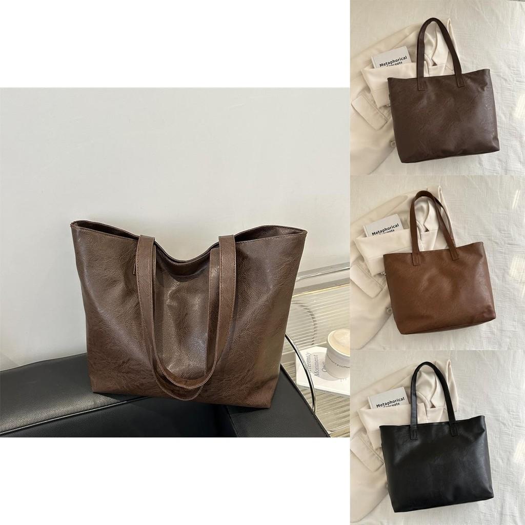Stylish Retro Single Shoulder Commuter Tote Bag Large Capacity Chic Women Handbag