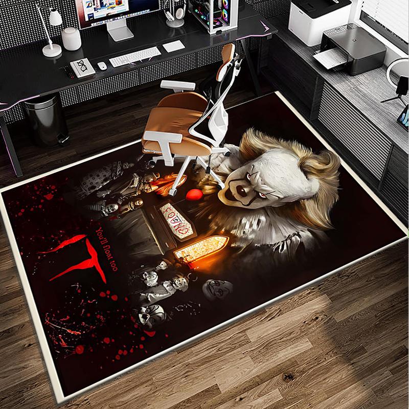 Scary Clown Horror Office Rug Chair Mat, Game Carpet, Suitable for Front Door, Bedroom, Living Room, Desk, Holiday Gift