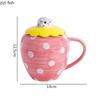 Творческая керамическая кружка в форме клубники, симпатичная кофейная кружка с крышкой, чашка для послеобеденного чая, молока, сока, напитков, стакан для воды