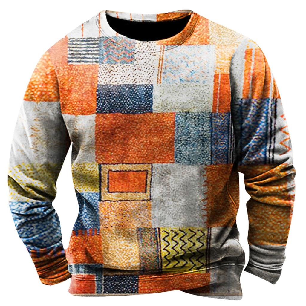Men'S Printed Sweatshirt Outdoor Ethnic Printed Loose Long Sleeved