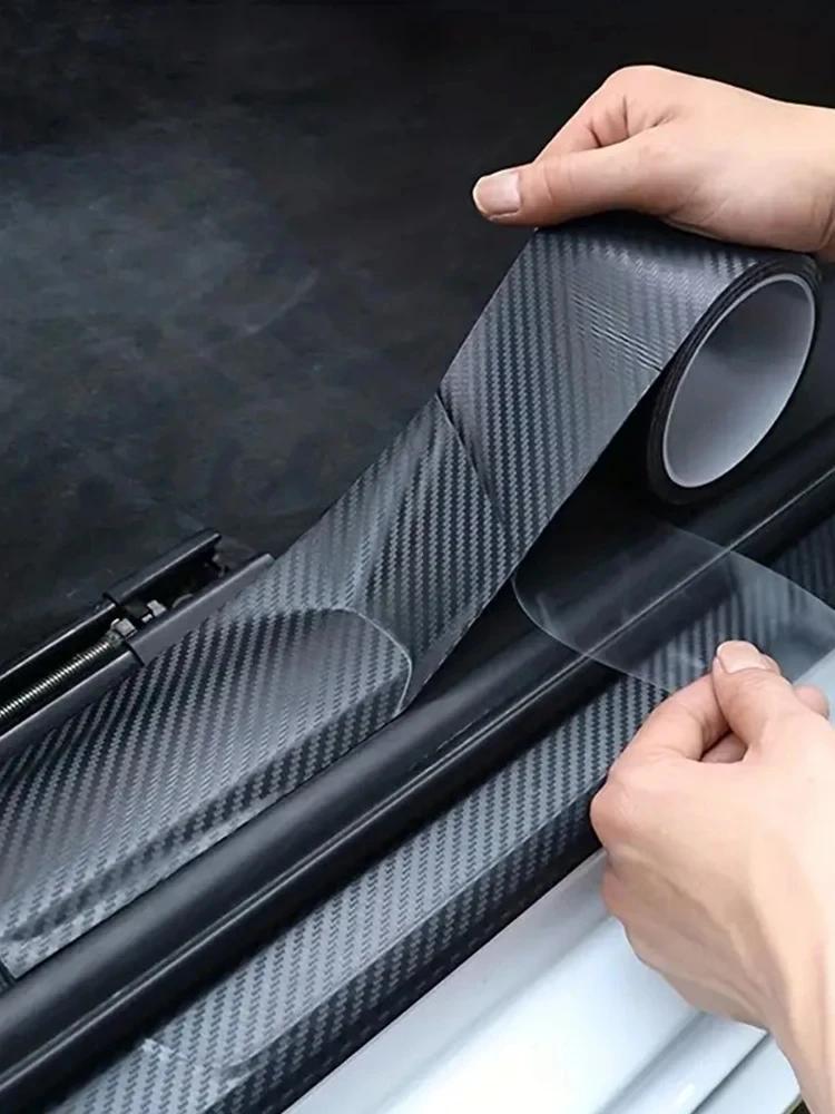 3D наклейка из углеродного волокна, защитная пленка для порога автомобиля, водонепроницаемая матовая черная нано-наклейка против царапин для кузова автомобиля