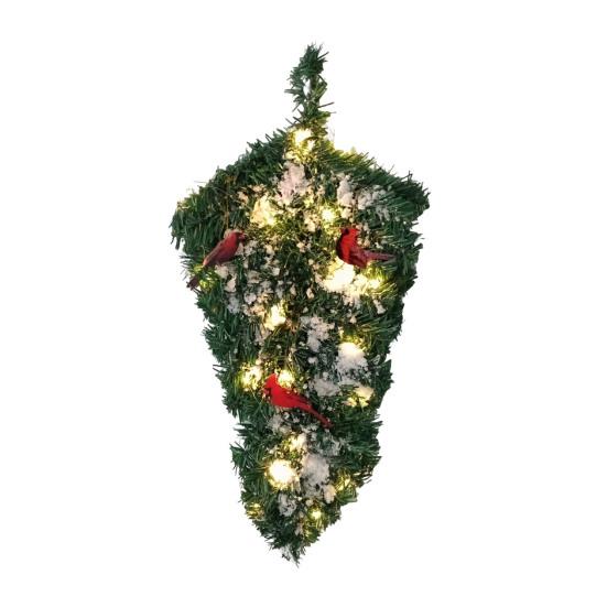 Artificial Christmas Teardrop Swag 20" Faux Pine Greenery Teardrop Wreath with Fake Snow