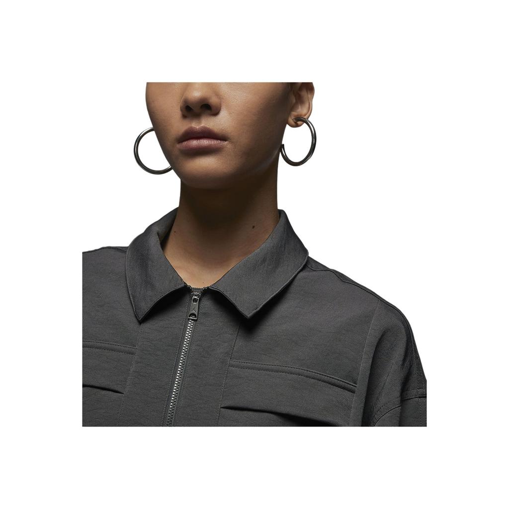 Jordan Сплошной цвет с карманом на молнии и воротником с длинным рукавом Женская верхняя одежда Серый DX0505-022