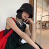 Summer Black Chic Bucket Hat For Women Versatile Japanese Korean Style Material Acrylic