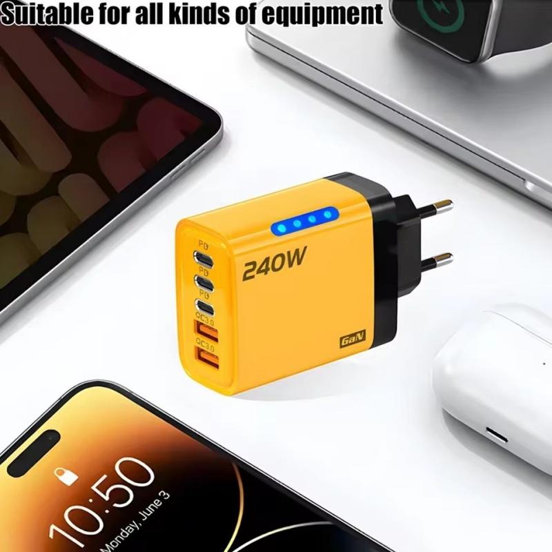 Зарядное устройство USB C PD на 5 портов Quick Charge 3.0 Type C USB Зарядные устройства для телефона Адаптер для быстрой зарядки для iPhone 16 15 Samsung Huawei