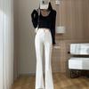Black High-Waisted Flared Pants Spring Petite Bootcut Pants Casual Versatile Waist-Slimming Suit Pants for Women