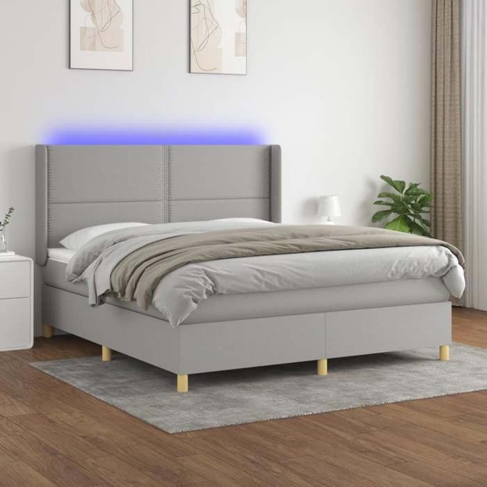 Maison Exclusive - Sommier à lattes de lit matelas LED Gris clair 180x200 cm Tissu