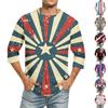 Men's Independence Day Printed Round Neck 3/4 Sleeve Top T-Shirt