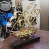 Handcrafted Pure Brass Ship Model with Wooden Base Nautical Home 30.48 Cm Office Decor