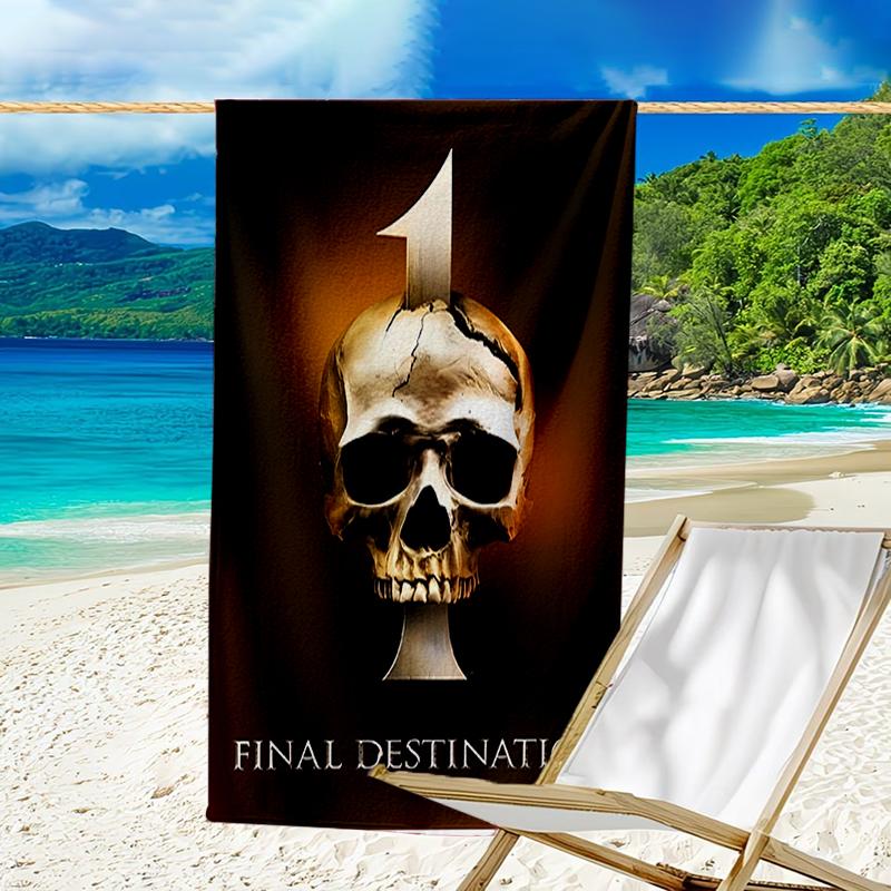 proof beach towel with a Final Destination Bloodlines2 pattern - soft,absorbent,quick-drying,machine washable - perfect for swimming,camping,bathing