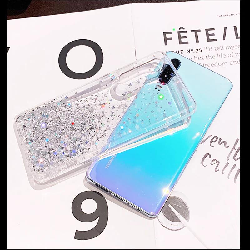 Роскошный блестящий чехол для Huawei P30 P40 P50 P20 Pro Lite Прозрачный мягкий чехол для Huawei P9 P10 Plus Противоударный чехол для задней крышки