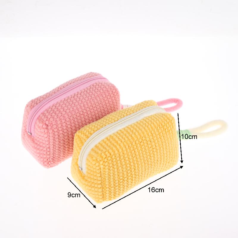 Милая и девчачья плюшевая косметичка конфетного цвета большой вместимости, сумка для туалетных принадлежностей, дорожная портативная сумка-тоут, плюшевая косметичка