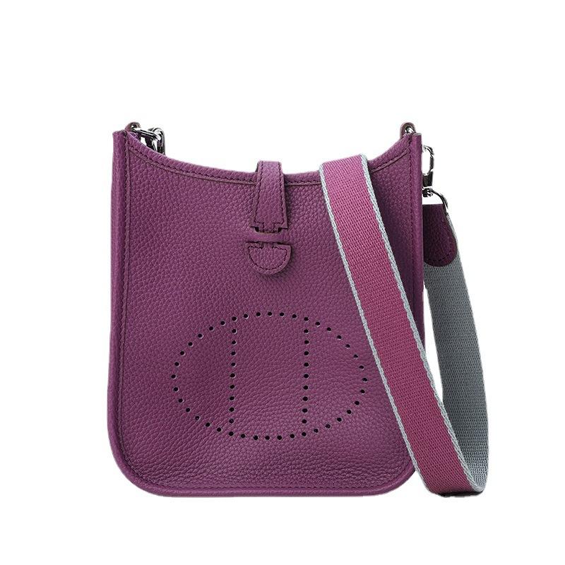 Фабричная оптовая продажа сумка-ведро из натуральной коровьей кожи первого слоя женская сумка с узором личи полый дизайн на одно плечо через плечо полый дизайн