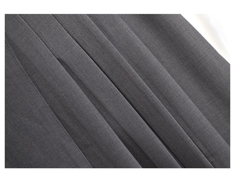 Французская серая плиссированная миди-юбка А-силуэта неправильной формы - Высокая талия, Лето 2025