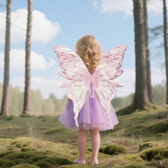 Крылья феи для взрослых и девочек Набор костюма феи-бабочки с цветочной гирляндой, волшебной палочкой, эльфийскими ушами, градиентными органзовыми крыльями бабочки