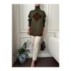 Khaki Square Patterned Turtleneck Sweater