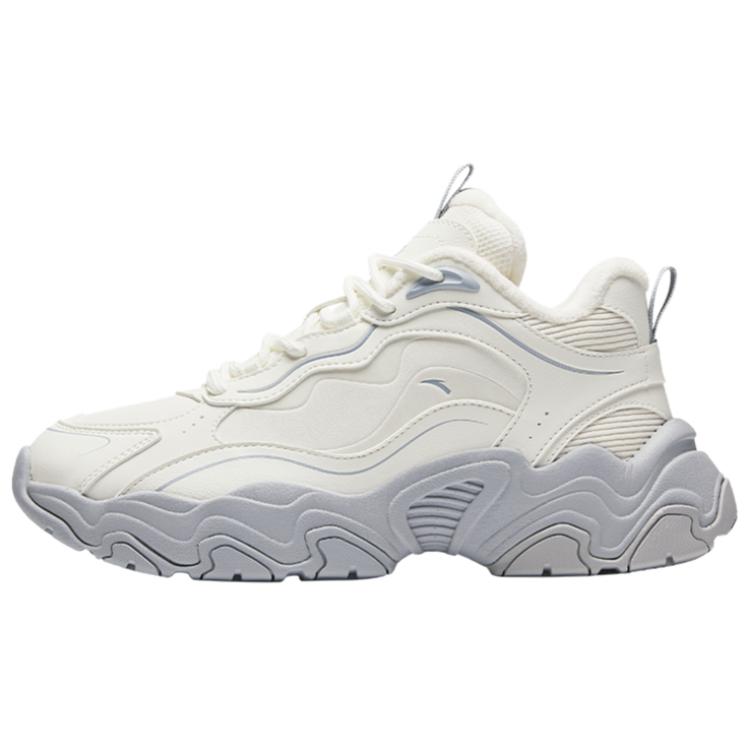 Anta Meteor Synthetic Leather Plush Comfortable Non-Slip Warm Mid-Top Casual Shoes Women Casual Shoes White Gray 122448986-2