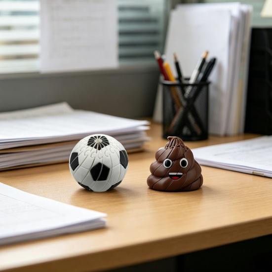 3D Printed Twisting Football Toy, Stress Relief Slippery Soccer Toy, Articulated Spiral Rotating Cartoon Shit Fidget Desk Toy, Party Favors